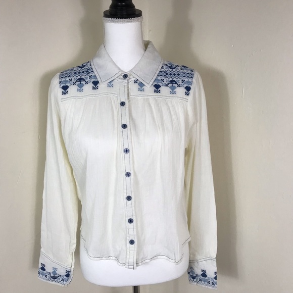 Faherty Tops - NEW Faherty embroidered gauze top